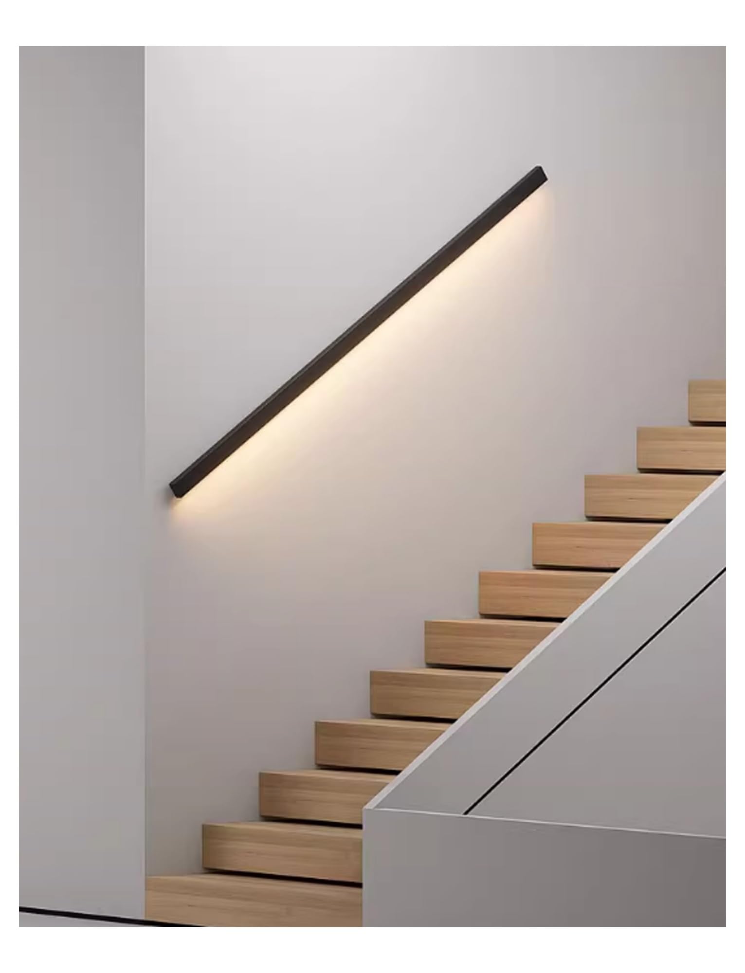Pasamanos con sensor LED, barandilla metálica de montaje en pared para escaleras interiores, asistencia de seguridad duradera para escaleras