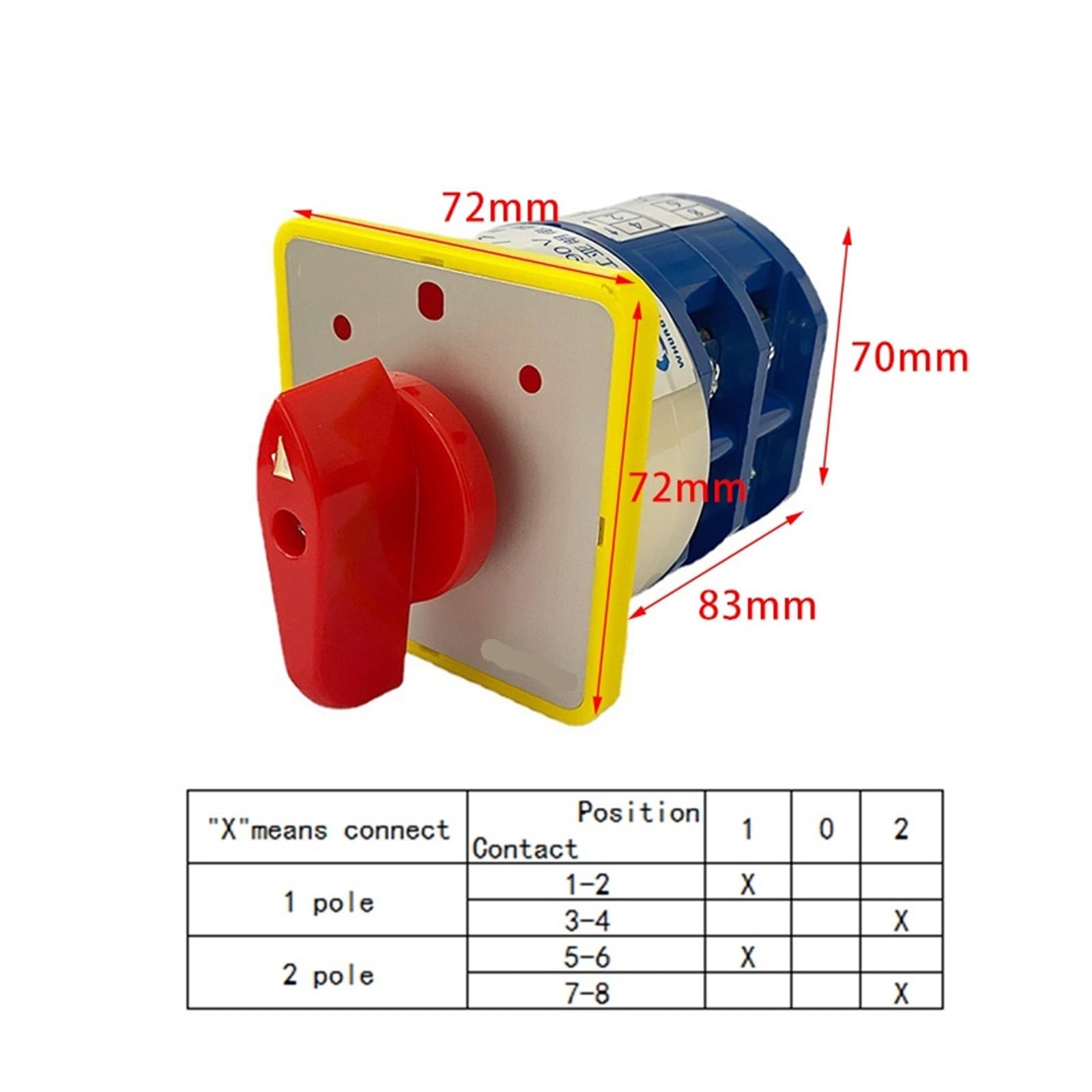 Interruttore a camma rotante a 4 posizioni con agg LW5 Commutatore manuale a 3 posizioni con camma di commutazione 40A 690V 2 poli Manopola rotante Commutateur Rotatif LW5D-40/2(Custominze wiring)