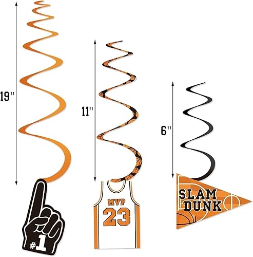 Miniatura 4 de Levfla Decoraciones de fiesta de baloncesto de 35 quilates, remolinos colgantes, decoración de remolinos para adolescentes, accesorios de fotos de