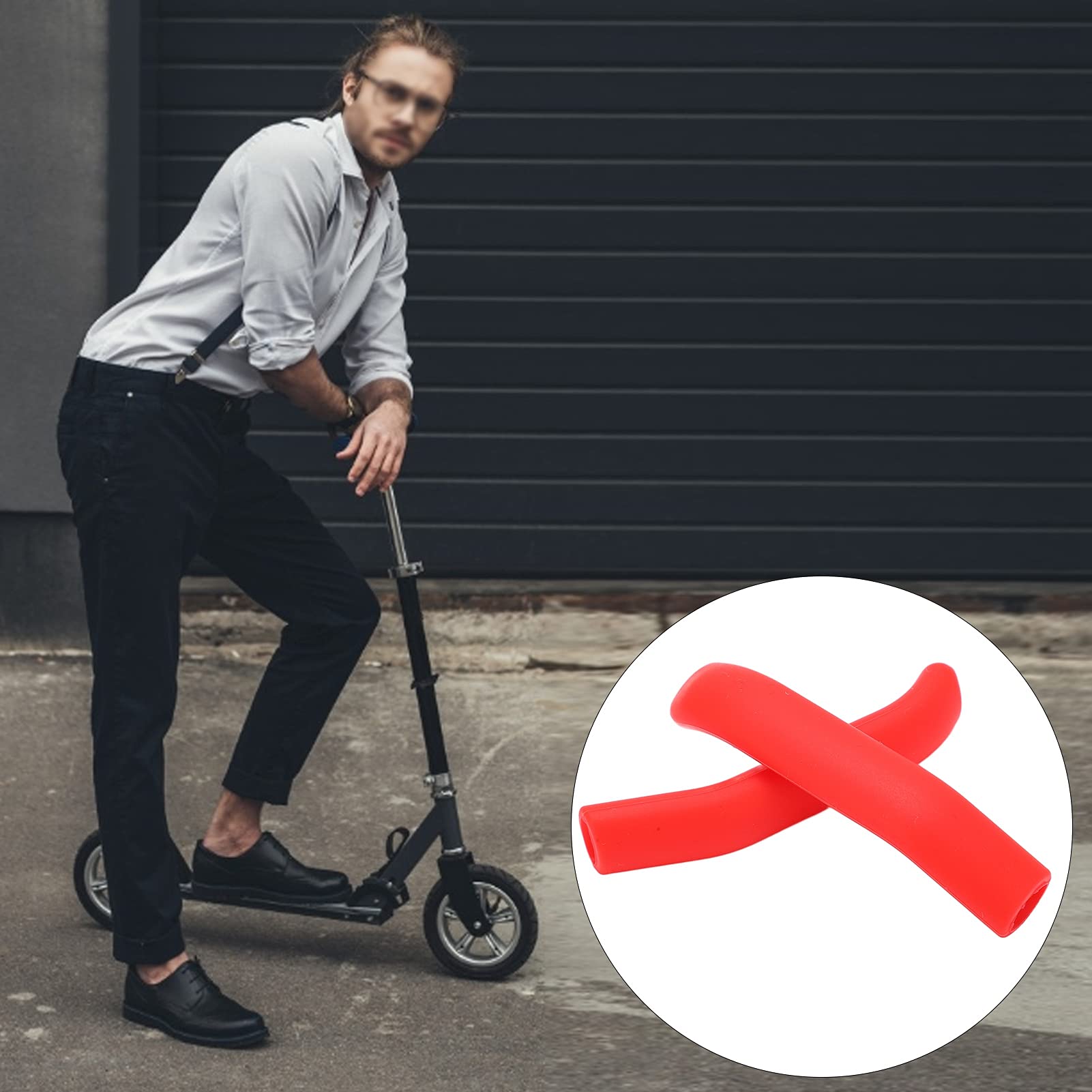 Qukaim Rutschfeste Silikon-Griffhüllen Für E-Scooter & Fahrräder - Einfach Montieren, Perfekter Halt In Rot