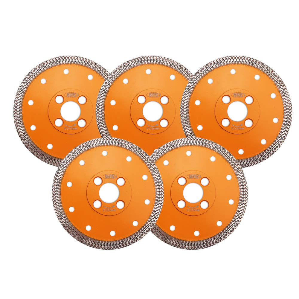 BGTEC Disco de Corte de Cuchilla de Diamante Turbo de Malla X de 125 mm para Baldosas de Cerámica, Porcelana, Mármol, 5 piezas