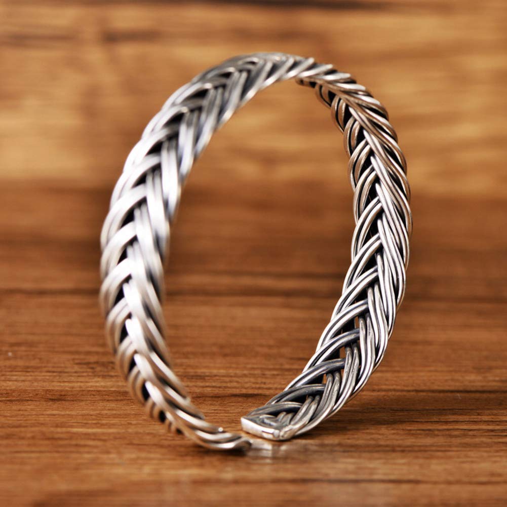 YABEME S999 Silber Armband Wikinger Altmodische Manschette Armbänder Damen Schmuck Handgewebte Personalisierte Kleidung Accessoires Mode Geschenke für Jubiläumsgeburtstage