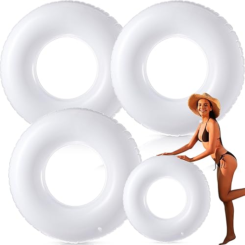 Jumbo Inflatable Pool Float 47.24 Inches Swimming Ring Pool Floats White Inflatable Float Tube for Adult Summer Vacation Beach River Bachelorette
