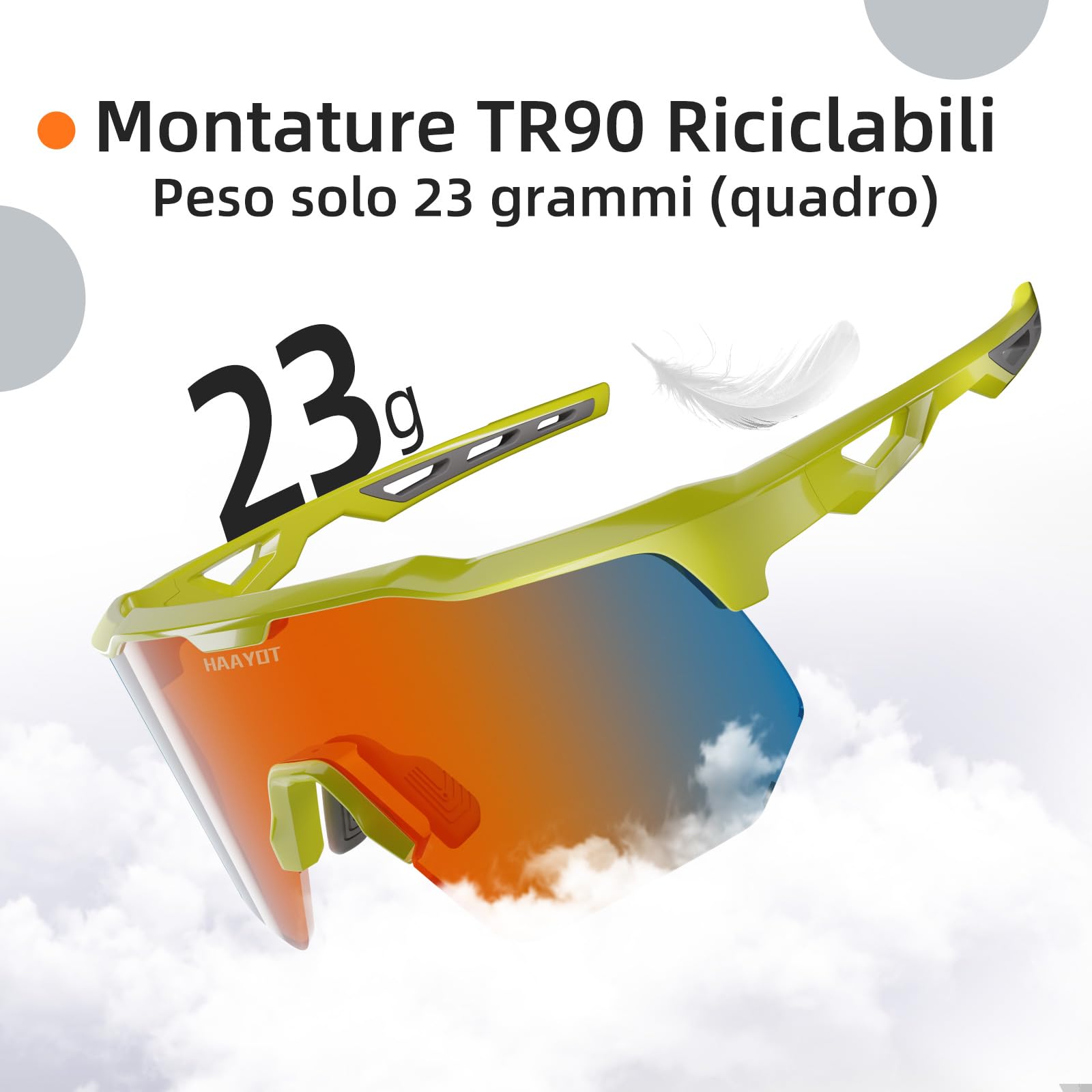 HAAYOT Occhiali da Ciclismo Polarizzati per Uomini Donne Sport Occhiali da Sole con 5 Lenti TR90 Telaio Mountain Bike Occhiali MTB Occhiali Corsa Pesca 5