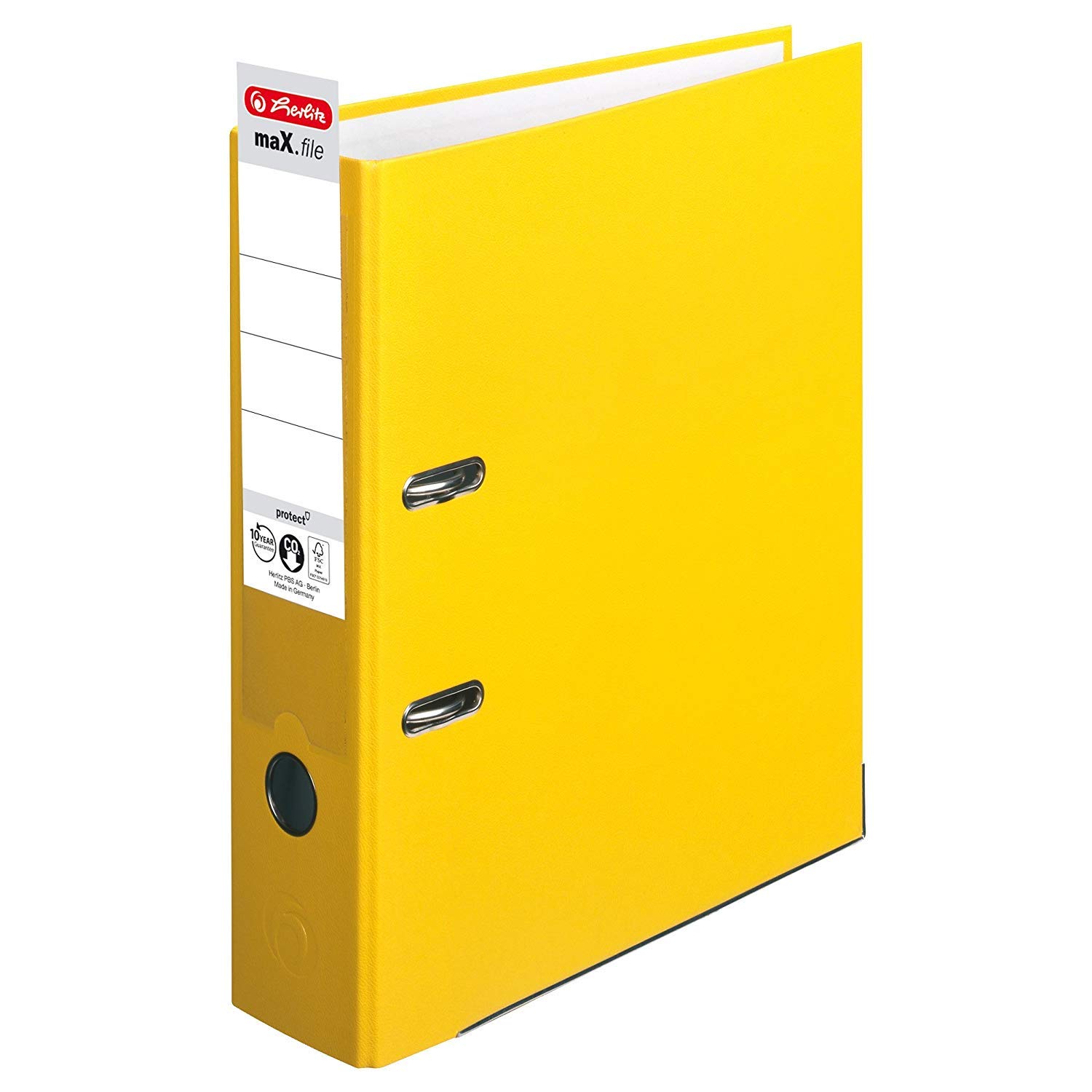 Herlitz Ordner maX.file protect A4 (mit Einsteckrückenschild) (8cm Breit, Gelb, 10er Pack)