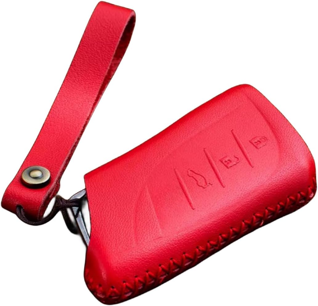Genuine Leather Car Remote Key Fob Case Cover Keychain for Lexus UX200 LS500 LS500H LC500 LC500h ES300h ES350 ES is UX LS LC NX RX LX RC UX (Black / Red/ Blue / Green / Brown) (Red)