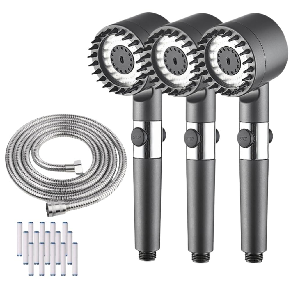 Alcachofa de ducha de alta presión, 3 pulverizadores, ahorro de agua, ideal para baño, presión de agua mejorada, fácil de instalar