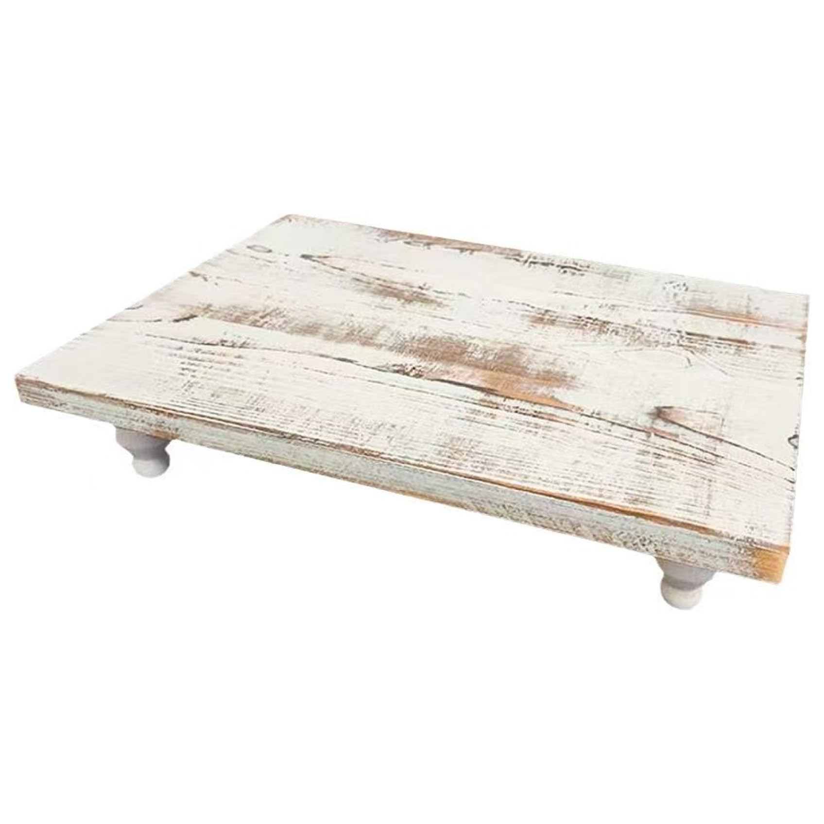 Smeleyou White Wood Pedestal Stand Rectangle Wooden Risers For Table Display Kitchen Counter Coffee Bar Table Dining Room