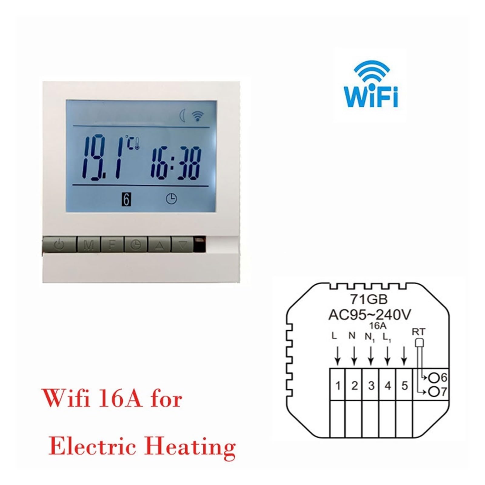 Inteligentny termostat WiFi Inteligentny pilot zdalnego sterowania działa w instrumencie regulatora temperatury Precyzja łatwość Konfiguracji(16A Wifi-GB Electric)