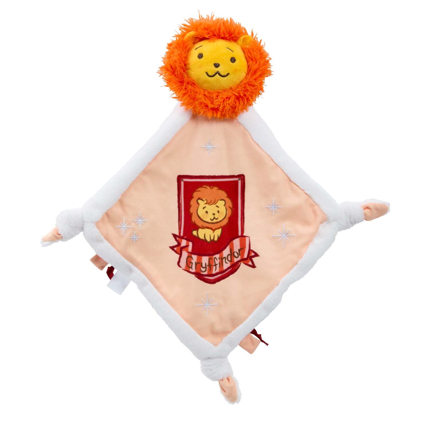 Rainbow Designs Orange Harry Potter Gryffindor Comfort Blanket For Newborns - Soft Plush Comforter With Lion Head And Crest - Baby Snuggle Blanket With Knotted Corners & Tactile Tags