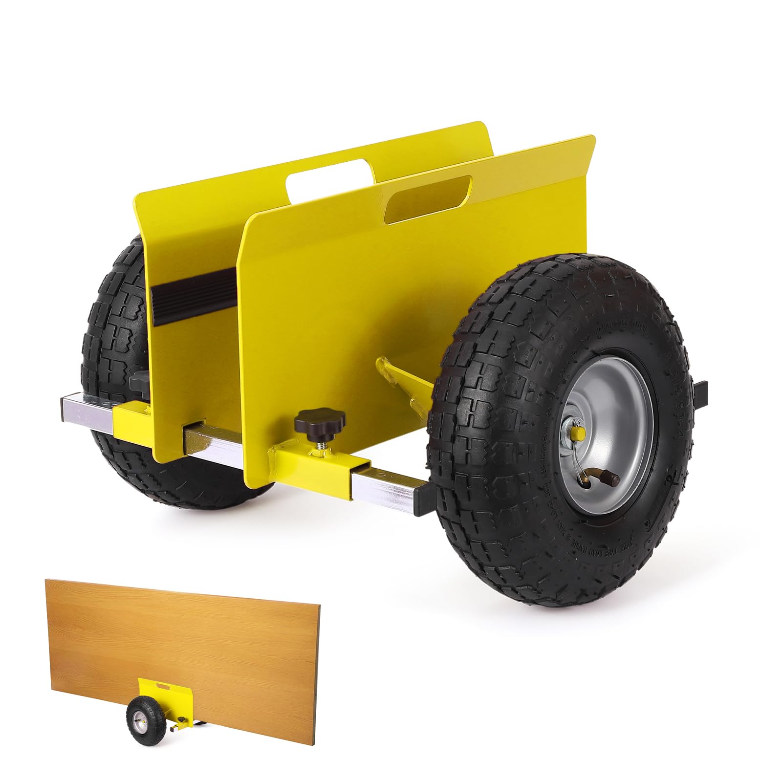 Plattenwagen Platten-Dolly 272 kg Tragkraft Verstellbarer Gipskarton Transportwagen Sperrholz Dolly 25 cm Gummireifen All-Terrain Transport Für Gipskartonplatten Türen, Gelb