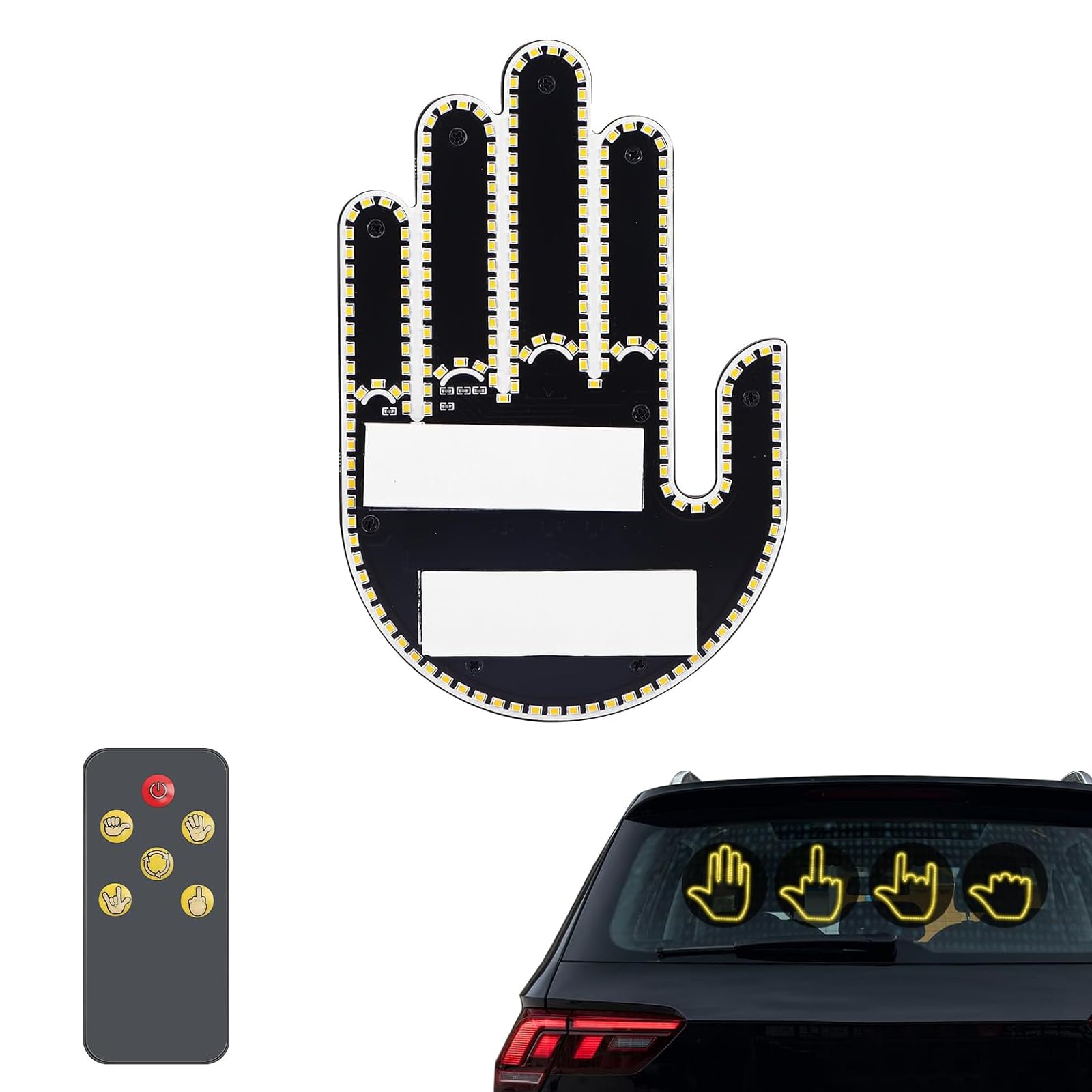 LINXINS Car Finger Light With Remote,Car Led Sign Middle Finger Car LED Light Funny Car Accessories For Car Back Window Car Gadgets for Men Wireless Remote (Battery Required)