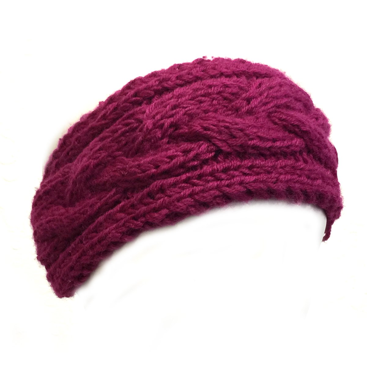 Wrapables Thick Cable Knit Headband for Teens and Girls, Magenta