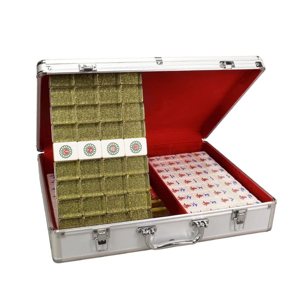 Mah Jongg Set Chinesische Mahjong Reisespiel-Set mit 144 Fliesen Acryl-Mahjong leicht zu lesen für Familie Reise Familie Freunde Partyspiel Sammeln Spiel(Größe: 39#,40#,42#)