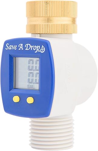 Miniatura 2 de Save a Drop Medidor de flujo de agua P3 con giratorio de latón resistente, mide el uso de un galón desde una manguera de jardín al aire libre, ideal