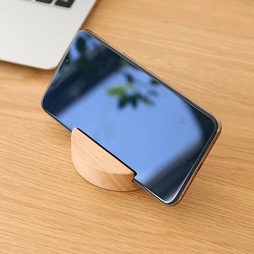 Miniatura 3 de Cabilock Soporte de madera para teléfono celular, estilo japonés simple, base redonda, soporte de escritorio para teléfono celular, tableta Mobie