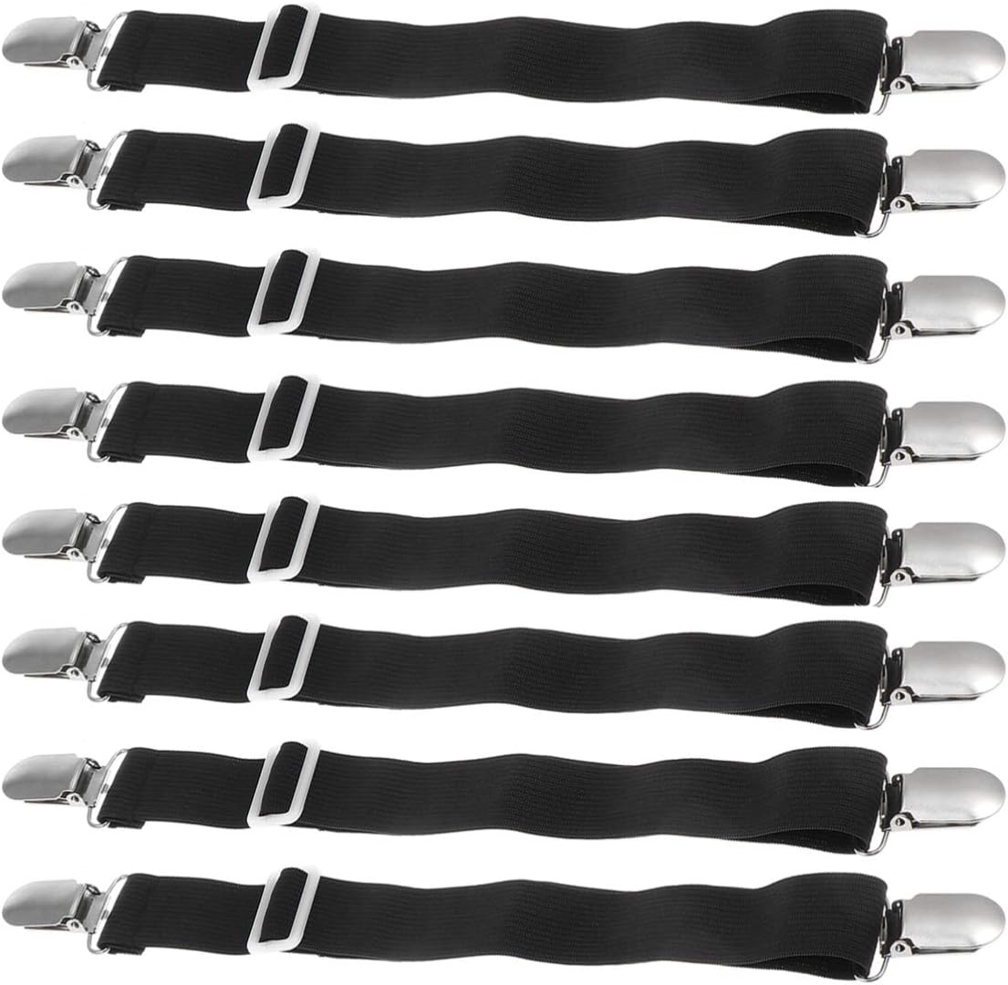 JOEBO 8pcs Bed Sheet Holder Straps Adjustable Elastic Mattress Sheet Clips Mattress Cover Holder Fasteners Bed Sheet Fasteners Grippers Clips (Black??‰ (Color : White)