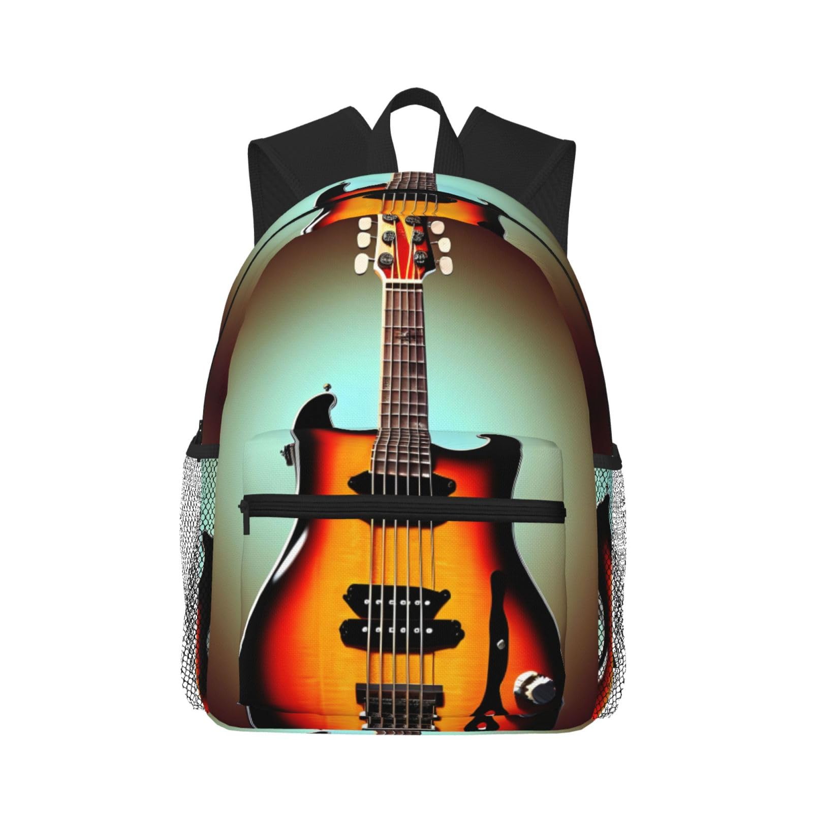 DRTGEDS Guitar Bass Music Musical Instrument Backpacks Lightweight Bookbag With 1 Main Compartment, Front Utility Pocket With Built