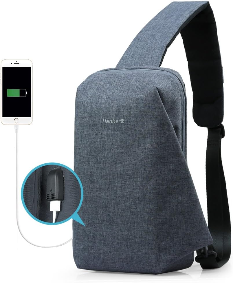 Hanke Sling Chest Bag Shoulder Backpack CrossBody Daypack with USB Charging Port