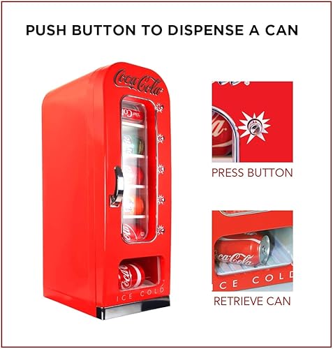 Miniatura 5 de Coca-Cola AC/DC Retro Vending Electric Cooler with 10 Can Capacity - Beverage Vending Machine with Thermoelectric Cooling and Tall Window Display