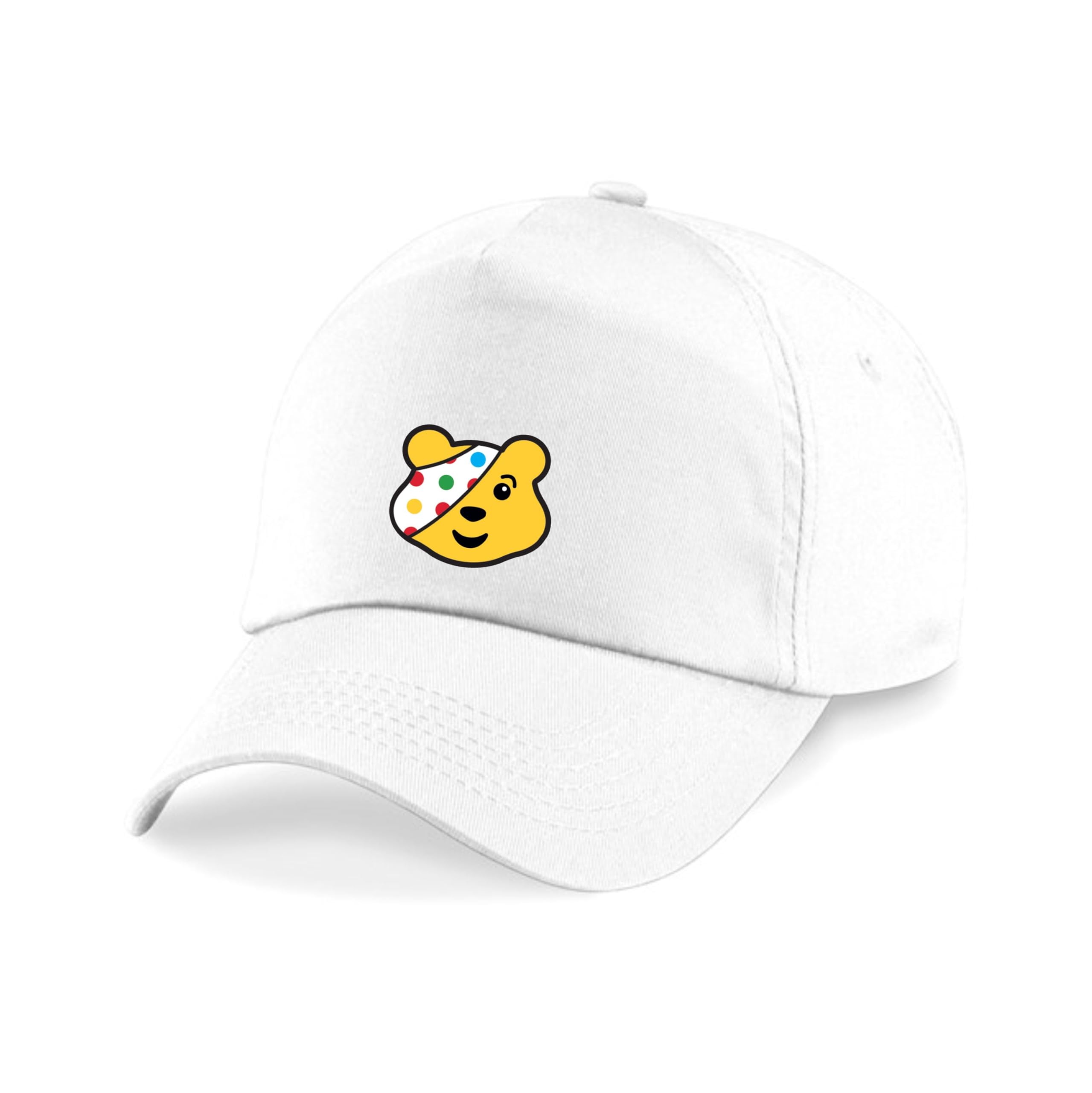 Show Your Spots Pudsey 2025 P-Cap, Support Bear Charity Fundraiser Hat, Spotty Day Adjustable Baseball Cap UK (White)