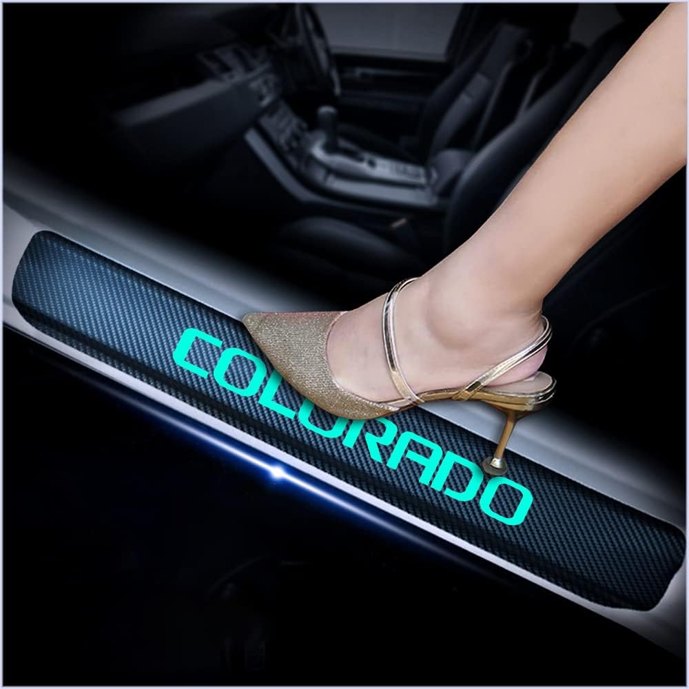 4Pcs Car Door Sill Protector for Chevy Colorado, Carbon Fiber Anti-Scratch Guard for Chevy Colorado Accessories - Self-Adhesive Car Door & Sill Protector -RED