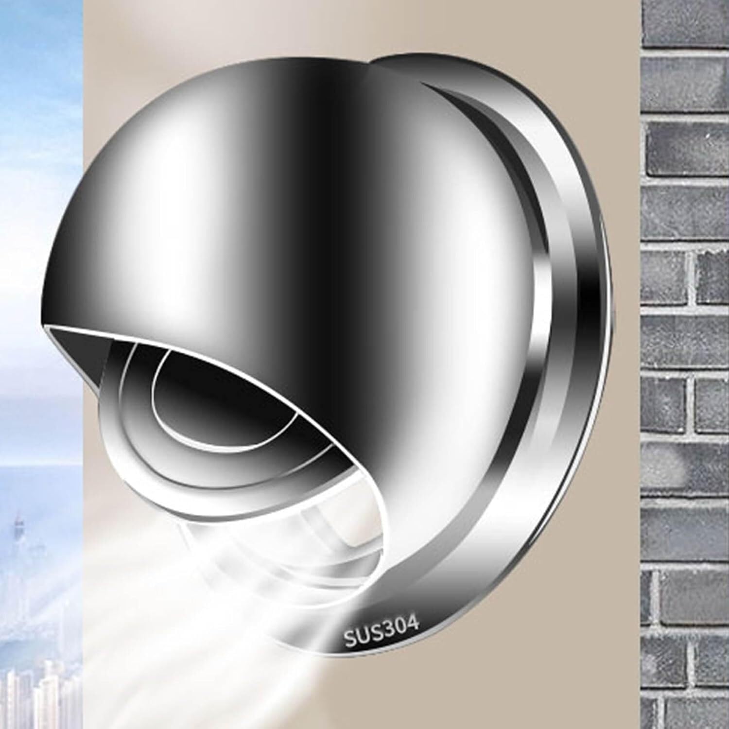 JvFbjLF Round Wall Vent Cap 304 Stainless Steel Vent Wall-mounted Grille Vent Cap(160mm)