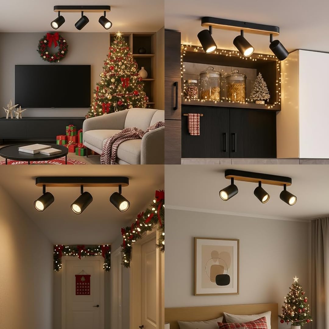 Brilliant Niels LED Spotbalken 3-flammig Schwarz Bambus GU10