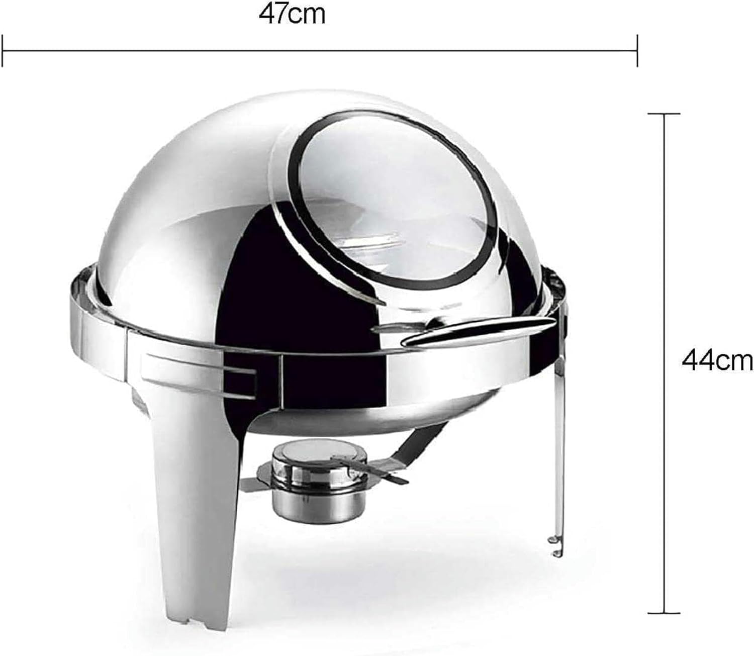 Stainless Steel Food Chafing Dish Buffet Set, 6L Warmer Chafer with Visualization Window, Fuel Holders, Food Pan & Water Pan(Full Plating) (Full Plating 48.2 * 52cm)
