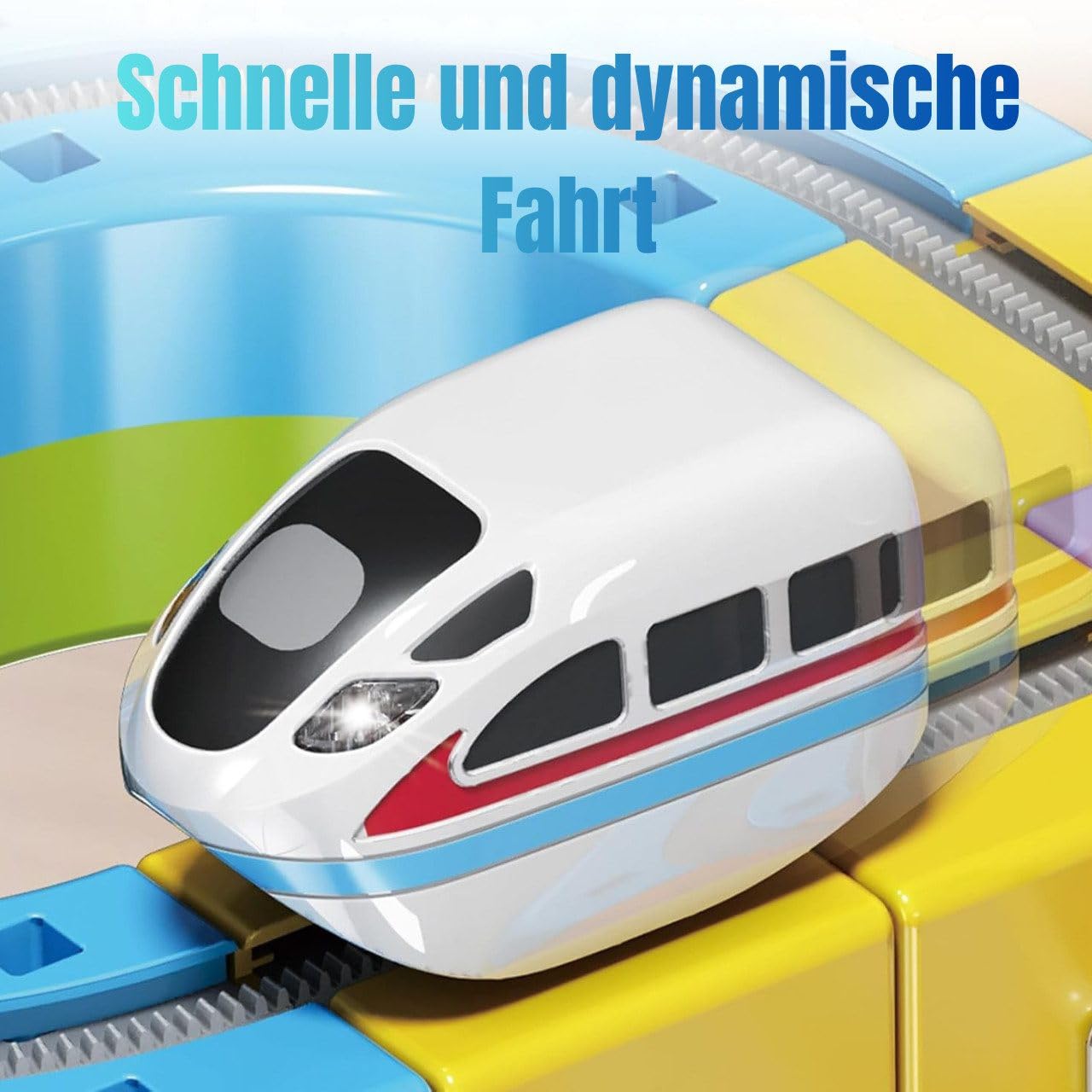 Flexible 3D Rennbahn mit Kurven, Steigungen & Loopings, motorisiertes Fahrzeug, modulares magnetisches Stecksystem, kreatives Bauspiel für Kinder, 56/80/150 Teile Set (150)