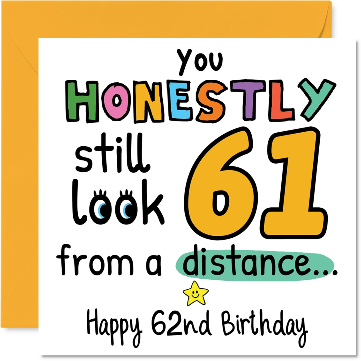 62nd Birthday Cards for Women Men - From a Distance - Happy Birthday Card for 62 Year Old Woman Man Nanny Auntie Cousin Uncle, 145mm Bday Greeting Cards