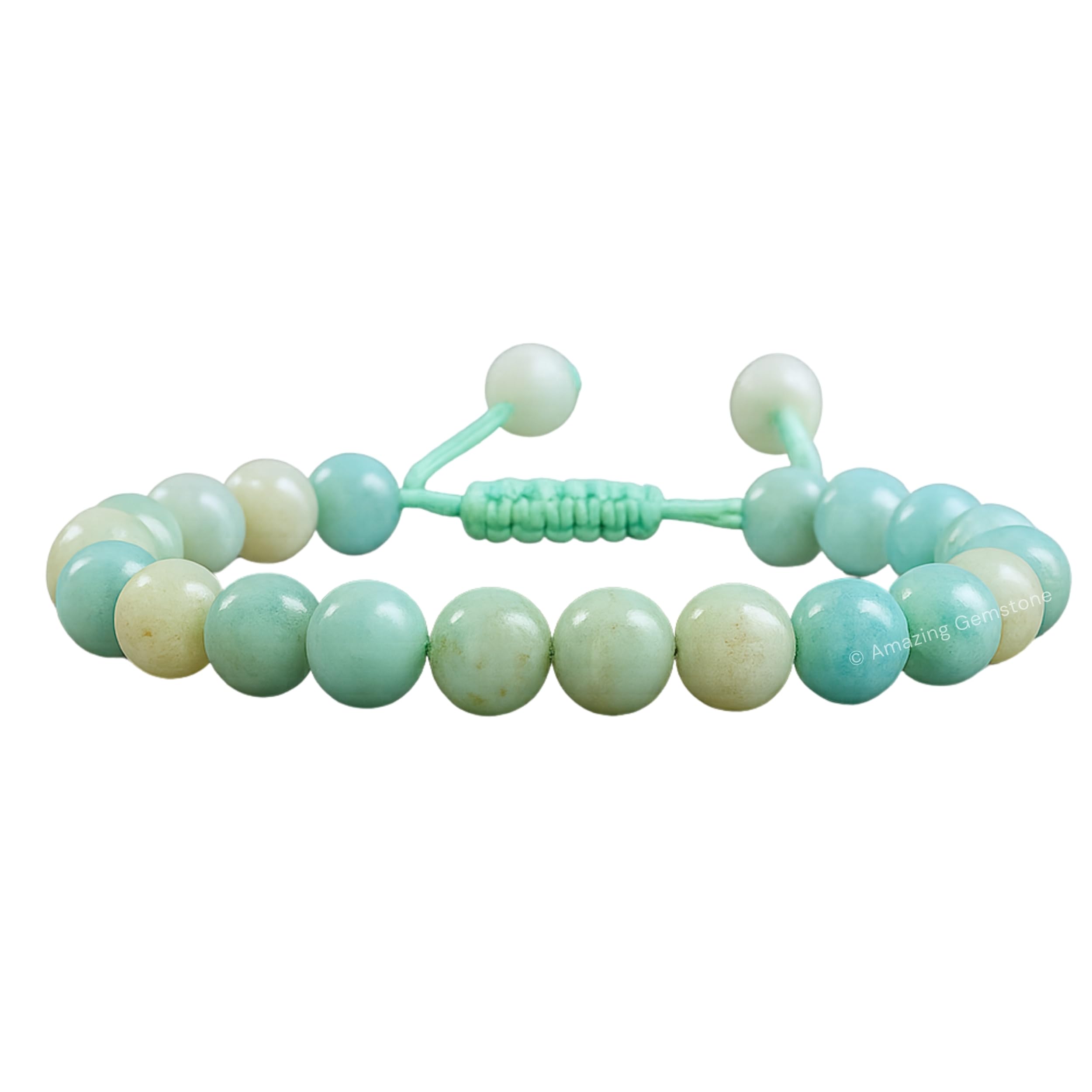 Bracelet en Amazonite – Bracelet en cristal de guérison pour femmes et hommes, pierre précieuse naturelle – Cadeau idéal pour l'équilibre et la guérison des chakras (réglable)