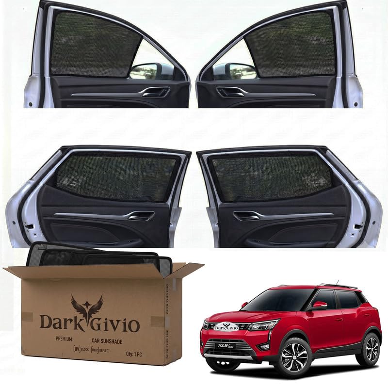 Image of Car Window Sun Shade Protector for XUV 300 | Exact Fit Non-Magnetic Half Cut Sunshade (Set of 4 /6) | UV Blocker Side Window Car Curtains & Interior Accessory
