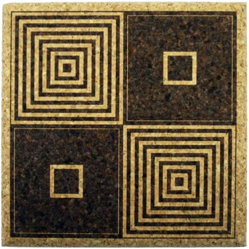 XL Coasters Art Deco Squares (9 Inch) - Oversized cork absorbent drink coaster