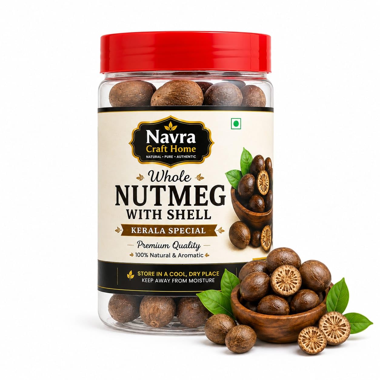 Navra Craft Home Whole Nutmeg with Shell (Jathikka) 250g| Whole