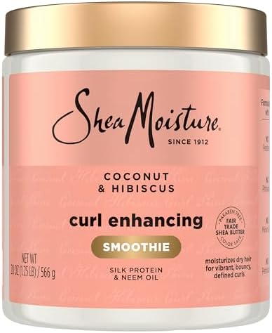 SheaMoisture Curl Enhancing Smoothie Hair Cream Coconut and Hibiscus for Thick, Curly Hair Sulfate Free and Paraben Free Curl Cream 20 oz