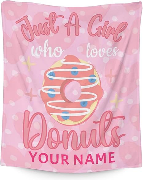 Girls Blanket - 50"x60" Cute Donut Throw Blanket Gifts for Girls - Personalized Pink Soft Fuzzy Doughnut Blanket for Bed, Couch & Living Room