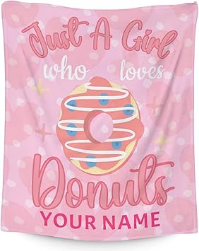 Girls Blanket - 50"x60" Cute Donut Throw Blanket Gifts for Girls - Personalized Pink Soft Fuzzy Doughnut Blanket for Bed, Couch & Living Room