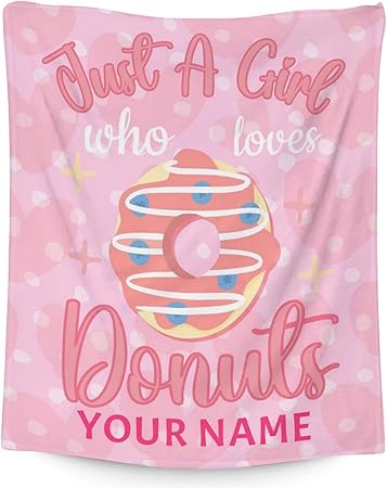 Girls Blanket - 50"x60" Cute Donut Throw Blanket Gifts for Girls - Personalized Pink Soft Fuzzy Doughnut Blanket for Bed, Couch & Living Room