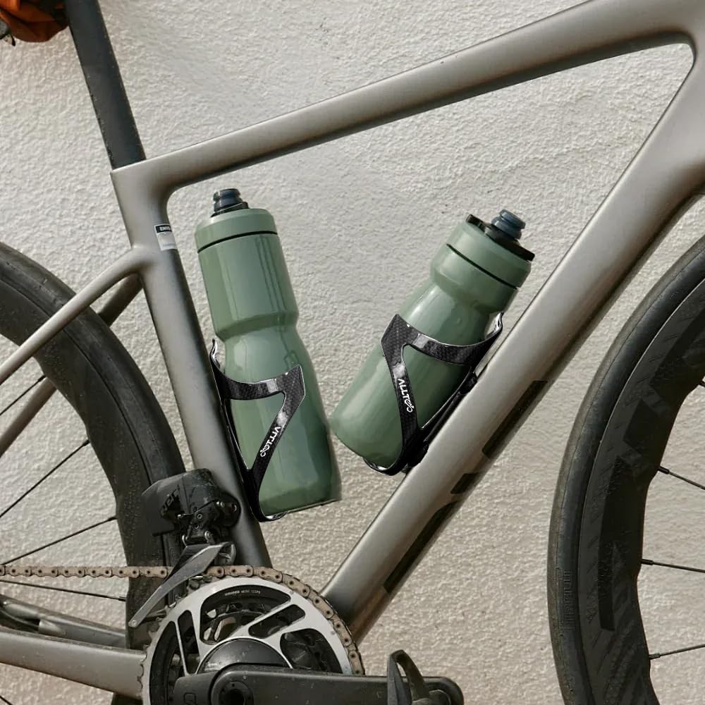 Confezione da 2 portaborraccia ultraleggeri in fibra di carbonio, finitura opaca e lucida, 25 g, tessuto T800 3K, tenuta sicura per strada e MTB (luminoso)