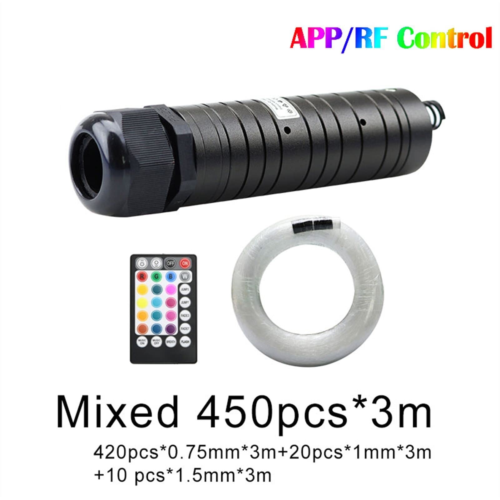Kit de luces de techo LED RGB de fibra óptica en forma de estrella Luz del cielo estrellado del coche 6W DIRIGIÓ Auto Decoración de interiores Accesorios Lámpara Coche Techo Estrella Luces Techo Fibra