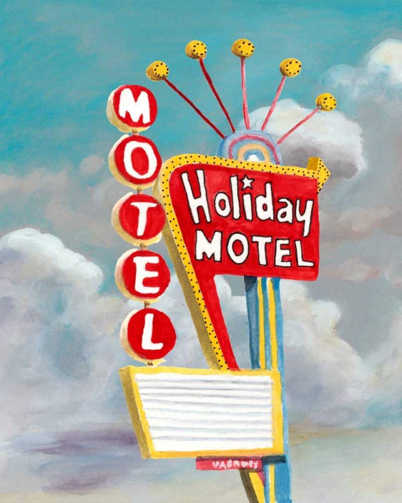 Lienzo impreso con caja americana American Roadside IV McCavitt Naomi - Viaje vertical impresión artística carteles de viaje señalización Road Road Road Trip Drivi Floating fra 27_X_22_in