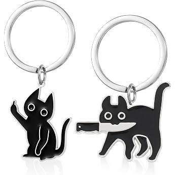 Key Ring Cat Cute Cat Keychain Pack of 2 Key Pendants Funny Cute Black Cat Gift Cat Gifts for Women Cute Key Chain for Halloween Couples Partner