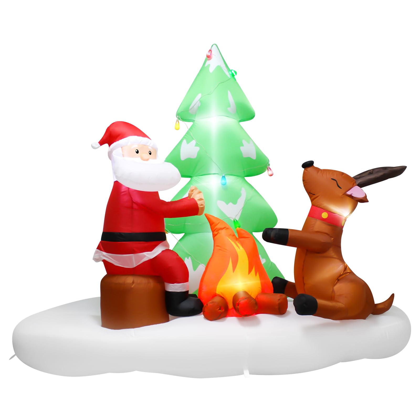 Decorazione gonfiabile di Babbo Natale da 2,4 metri: decorazione natalizia gonfiabile con luci a LED integrate, Babbo Natale con cervo che arrostisce sotto l'albero di Natale, decorazione gonfiabile