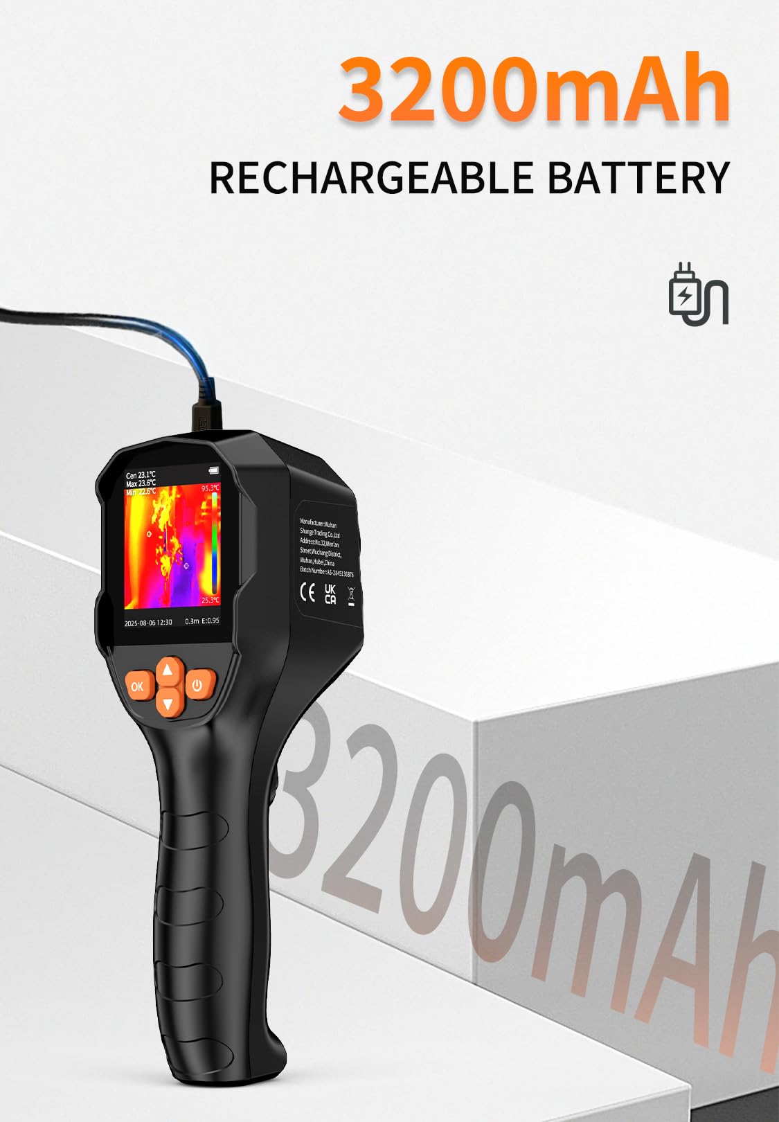 Wärmebildkamera SuperIR 240x240 IR-Auflösung Thermal Imaging Camera 25 Hz Bildwiederholrate, -4°F to 1022°F Infrarot-Thermometer, Dual-Kamera-Wärmebildkamera mit Sichtlichtkamera