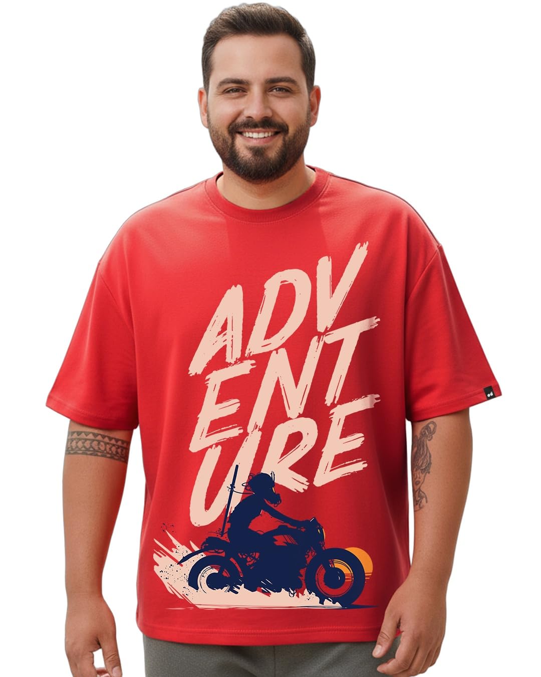 Bewakoof Men's 100% Cotton 220 GSM Graphic Print Oversized Fit Round Neck Plus Size T-Shirt