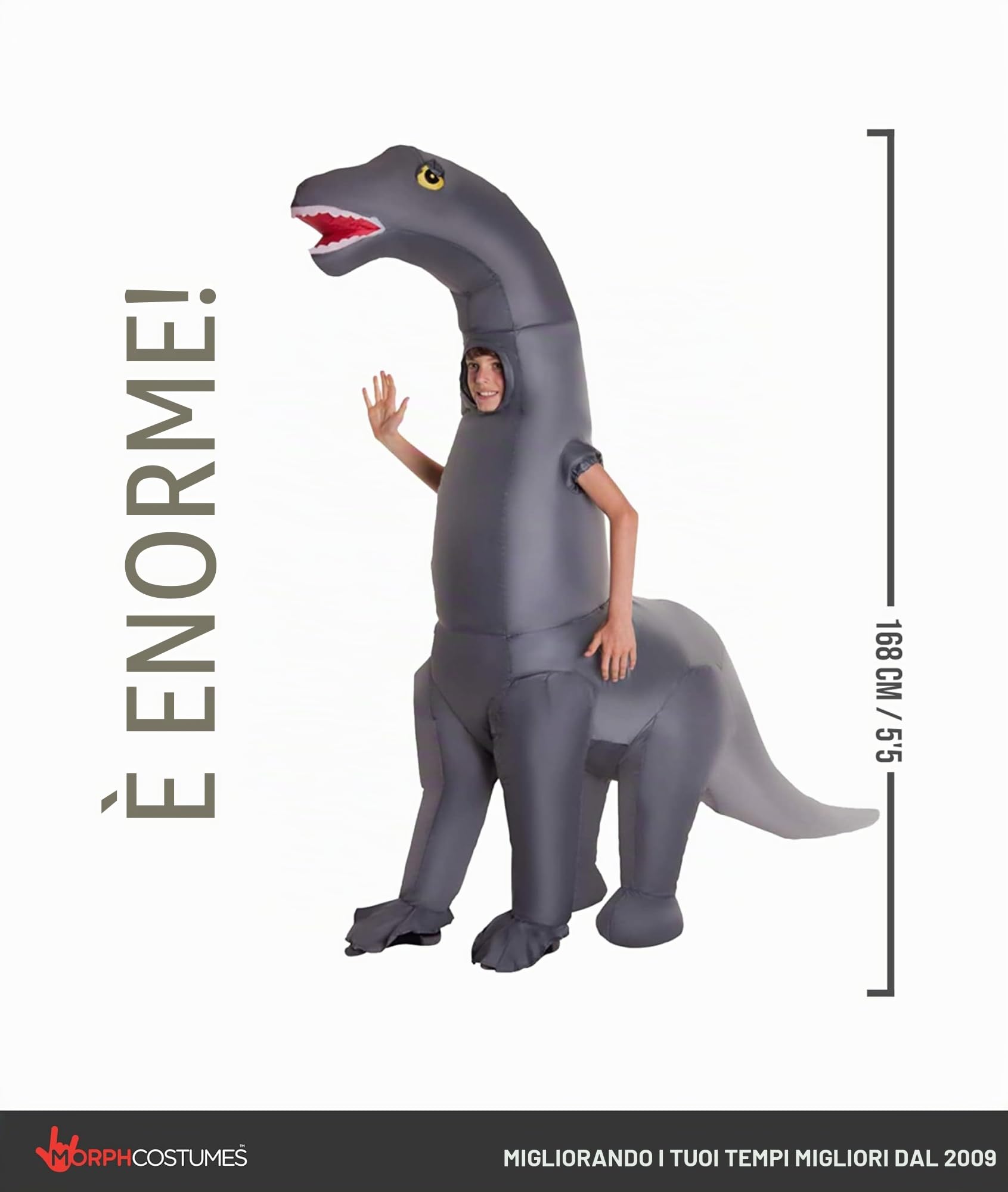 Morph Costume da dinosauro gonfiabile da diplodocus gigante per bambini