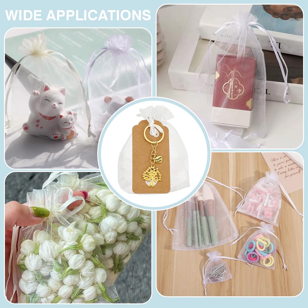 PH PandaHall 24 Set Sacchetti Albero della Vita Bomboniere per Matrimonio Battesimo Sacchetti Regalo in Organza con Etichetta Vuota Piccole Borse a Rete Portachiavi per Feste Compleanni Anniversario