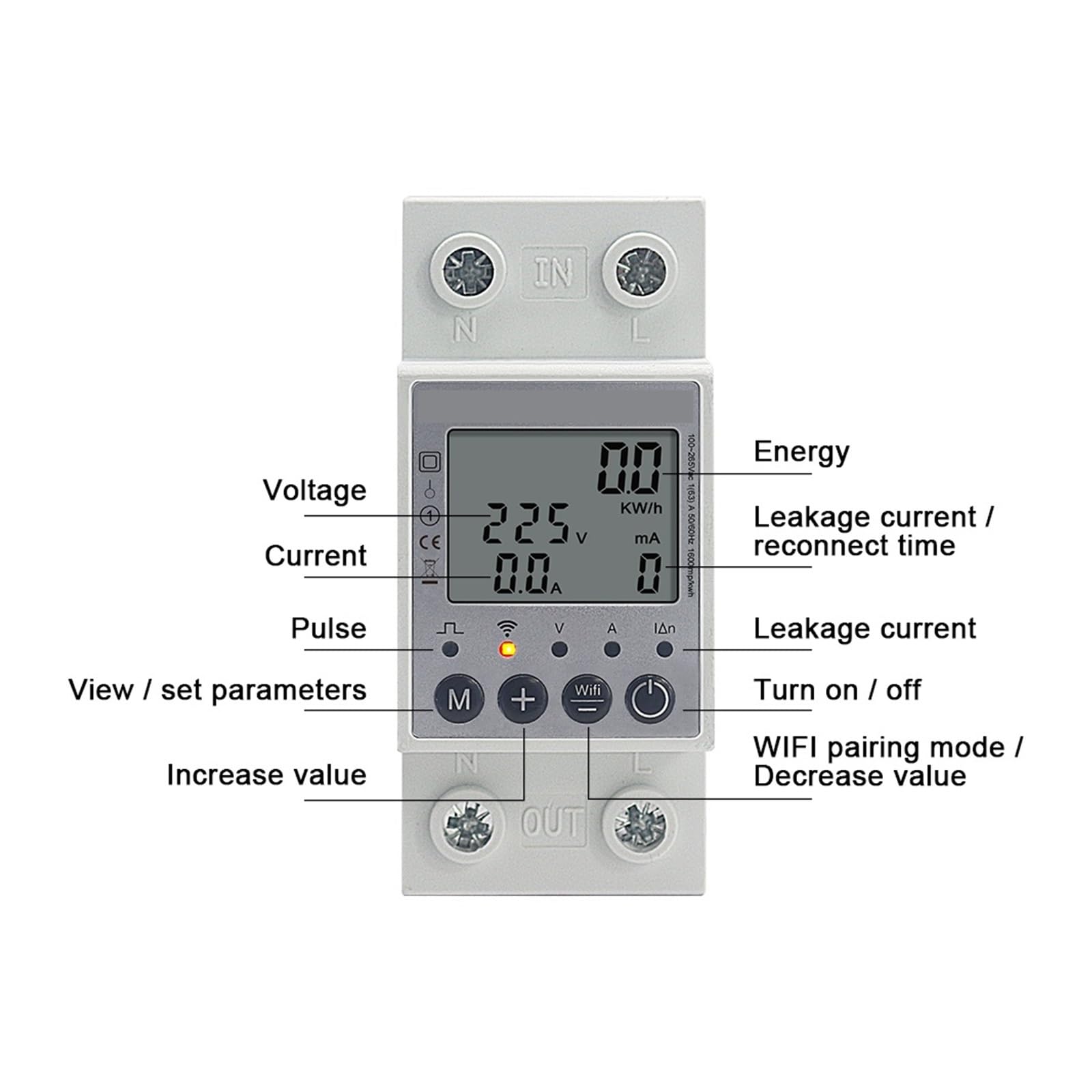 Tuya Din Rail WiFi Compteur D'énergie Intelligent 60A 63A Minuterie Consommation D'énergie Kwh Mètre Monophasé Prise en Charge Smartlife App Surveillance de la consommation d'énergie