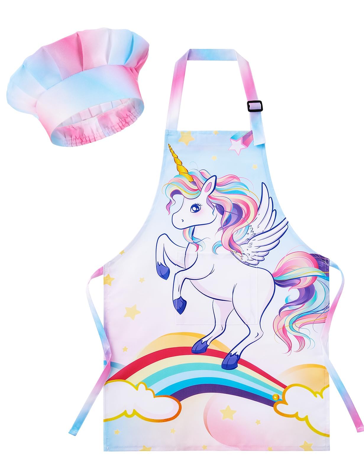 WERNNSAI Kids Art Apron and Chef Hat Set for Cooking, Painting Apron Art Smock for Kids